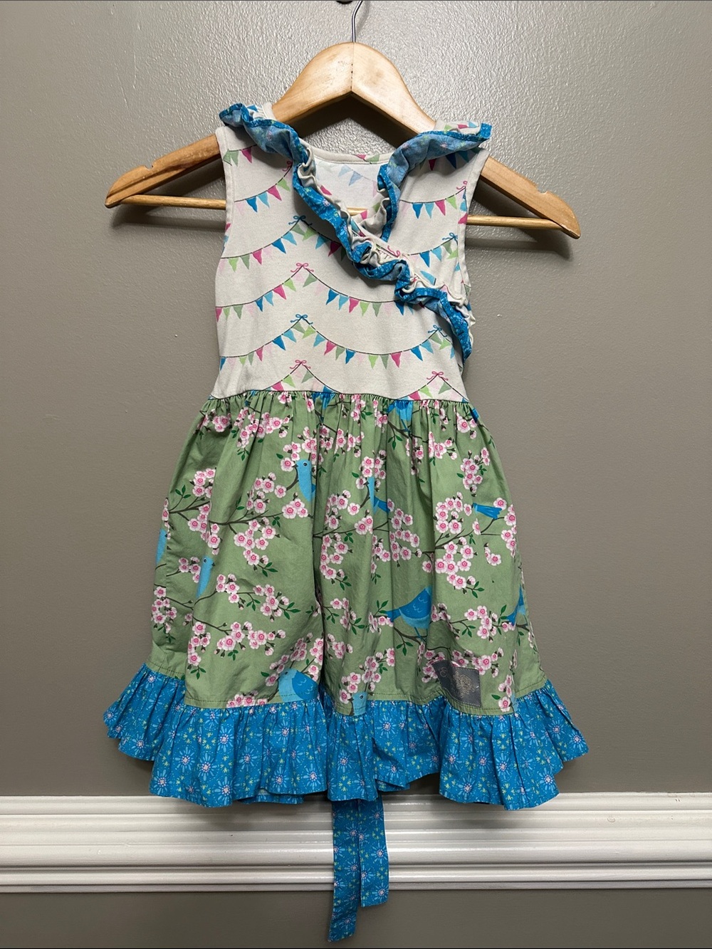 Girls Eleanor Rose Milly bird print dress Sz 5-6